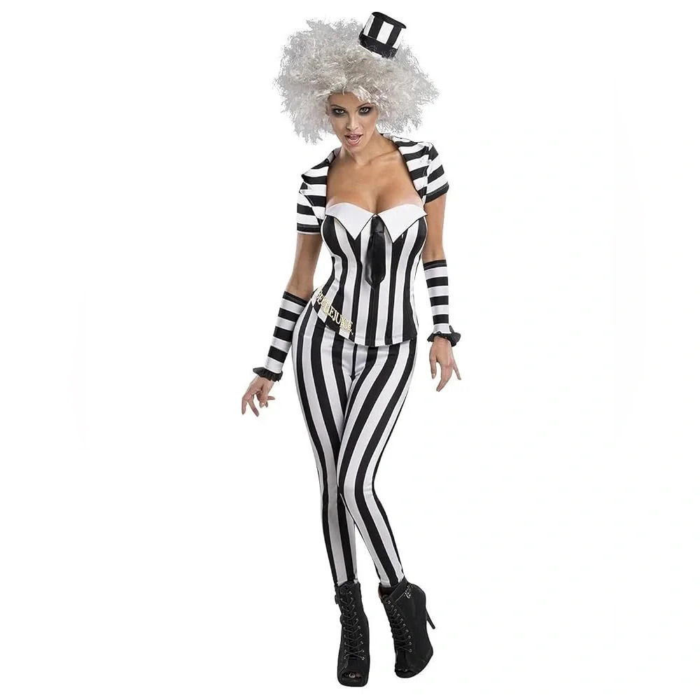 Rubie's Striped Beetlejuice Costume with Black and White